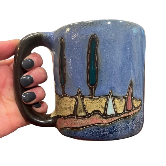 Mara Mexico Signed Stoneware Sailboat Mug - Picture 1 of 10